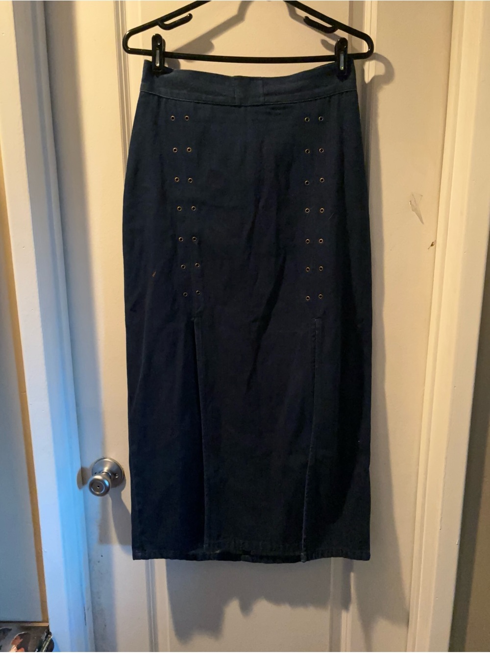 Navy Blue Jean Long Skirt with Two Spits in the Front New Size waist 30”